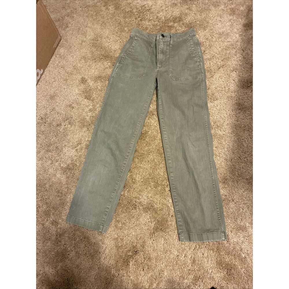 Madewell Utility Pants Women 25 Olive Green High Rise Straight Gorpcore Trousers